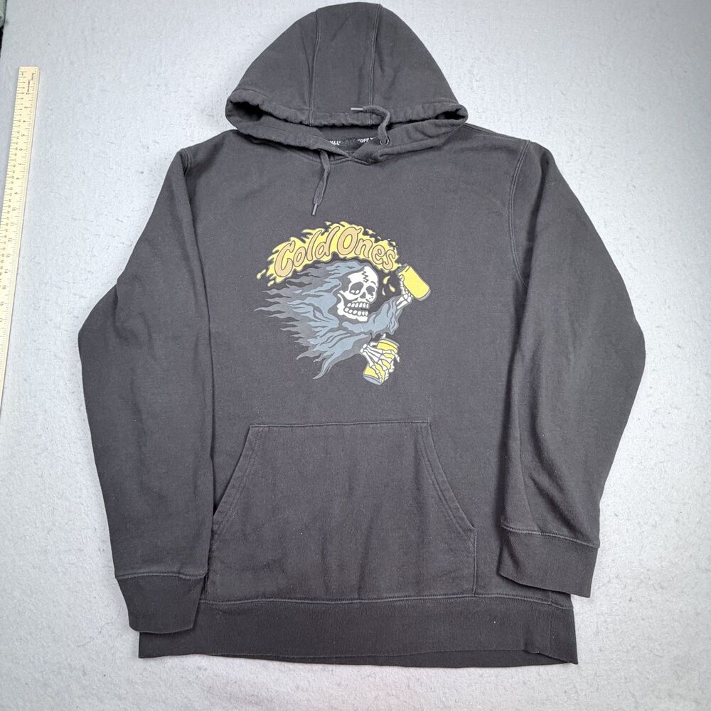 Vans Off Wall Men Gold Ones XL Hooded Black Sweatshirt Skull Skeleton Pullover